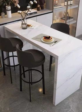 家用吧台大理石餐桌一体折叠开放式客厅厨房隔断长条中岛吧台