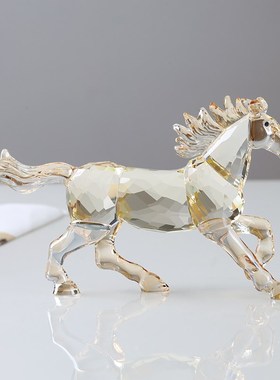 水晶马摆件招财客厅玄关酒柜桌面装饰品办公桌生肖马摆设七夕礼物