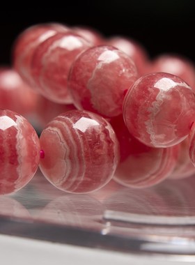 天然冰种阿根廷老矿女神级红纹石五花肉手錬简约T女款精品桃花之