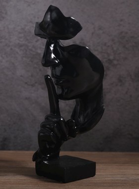 沉默是金酒柜装饰品办公室摆件复古创意家居软装V工艺品雕塑艺术
