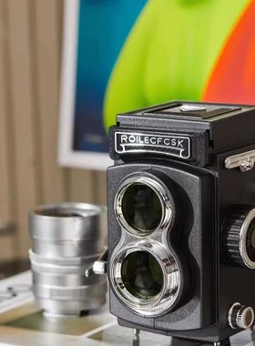 现代简约样板房飘窗台摆件胶卷相机摄影主题卧室客W厅边几软装饰