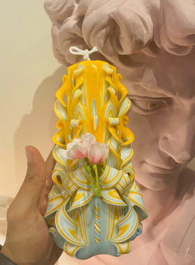 德国手工雕刻氛围摆件生日礼物香薰蜡烛尼罗河花园香味橙色高级感