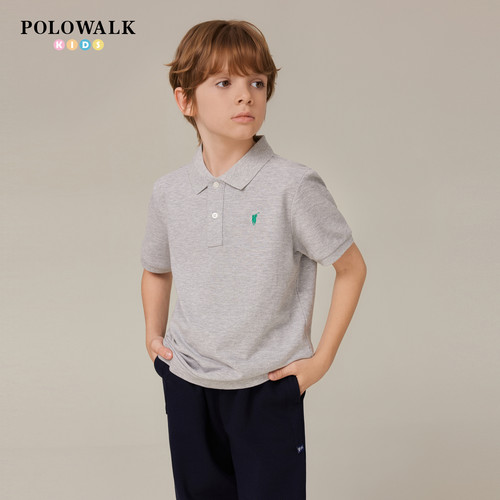 POLOWALK童装男童T恤2026夏装新款珠地网眼短袖休闲百搭POLO衫 - 图2