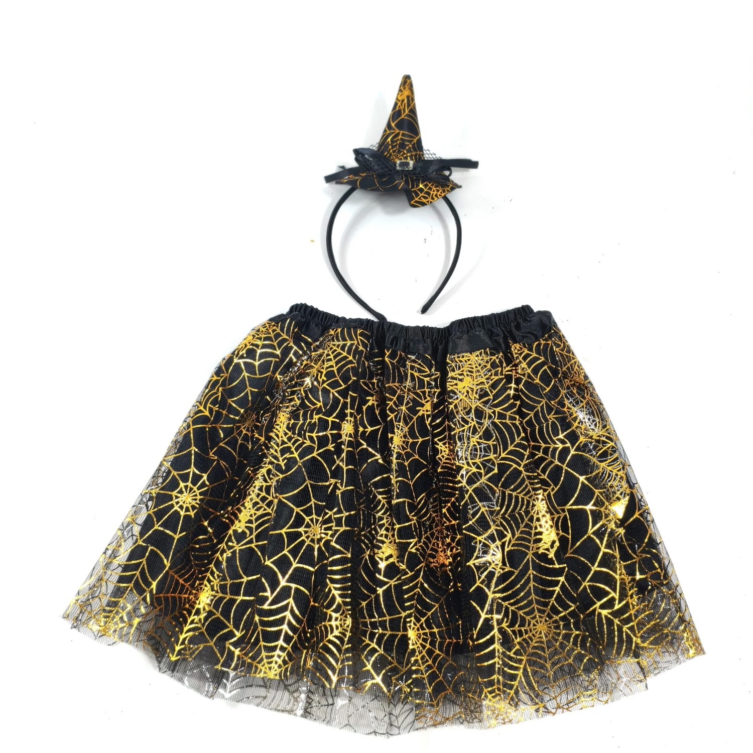 Kids' Women Halloween Spider Tulle Skirt with Witch Hat Head - 图3