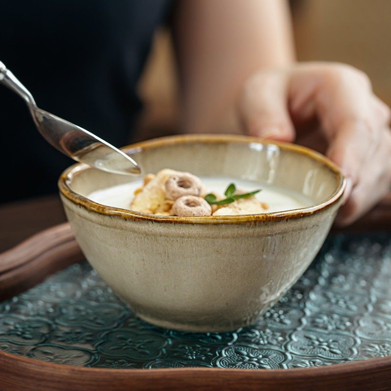 小悠家〖怀旧感米饭碗〗异形陶瓷饭碗特色新年家用小碗家庭专用碗,淘宝优惠券,粉丝福利购,淘宝优惠卷