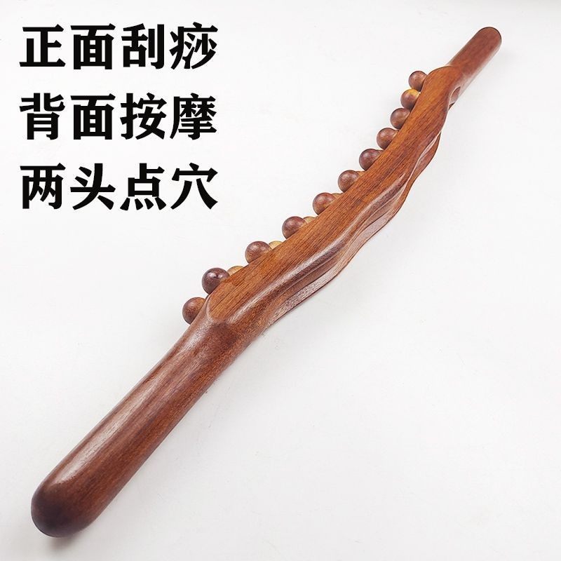 檀木三排3I珠实木双排擀筋棒按摩肚子揉腹刮痧按摩棒开背 - 图2
