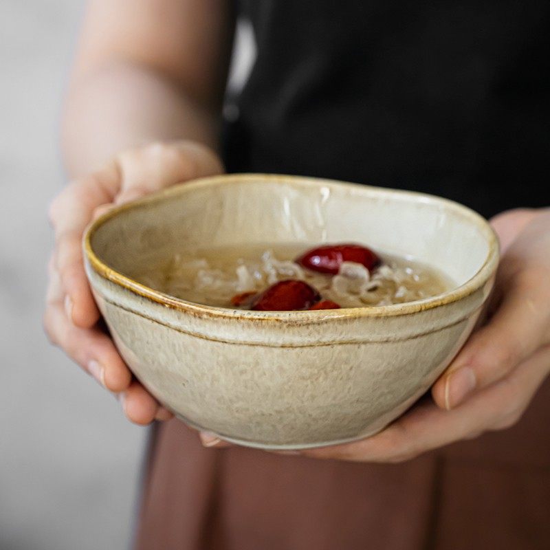 小悠家〖怀旧感米饭碗〗异形陶瓷饭碗特色新年家用小碗家庭专用碗,淘宝优惠券,粉丝福利购,淘宝优惠卷