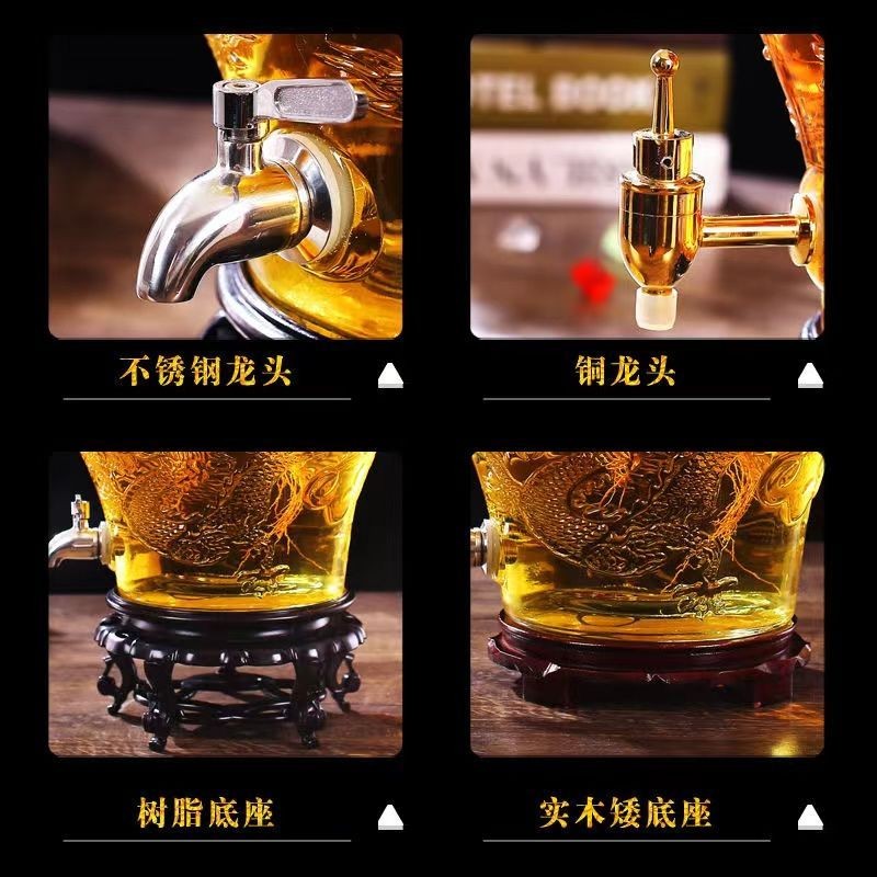 Glass wine bottle sealed with faucet special wine jar ginseng medicinal wine thickened lead-free wine can household container