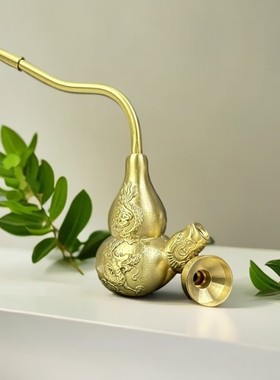 【创意福禄】黄铜双龙葫芦水过滤烟嘴粗中丝通用便携式送礼葫芦摆