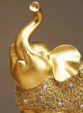 轻奢高档金象家居客厅酒柜装饰品金色小象摆件现代简约乔迁送礼