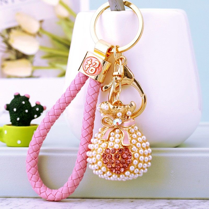 爆款招财创意爱心福袋钥匙扣女可爱合金汽车包包挂件卡通钥匙链圈,淘宝优惠券,粉丝福利购,淘宝优惠卷