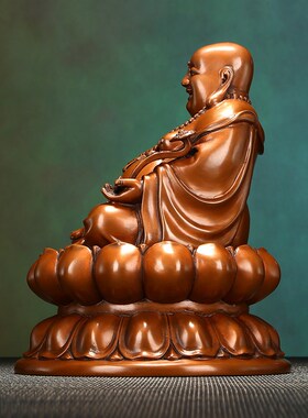 铜欣祥紫铜摆件《坐莲弥勒》家居饰品工艺品 客厅办公桌装饰品