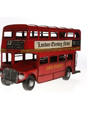 复古双层巴士英伦伦敦风格摆件铁皮模型 摆设客厅电视柜酒柜摆件