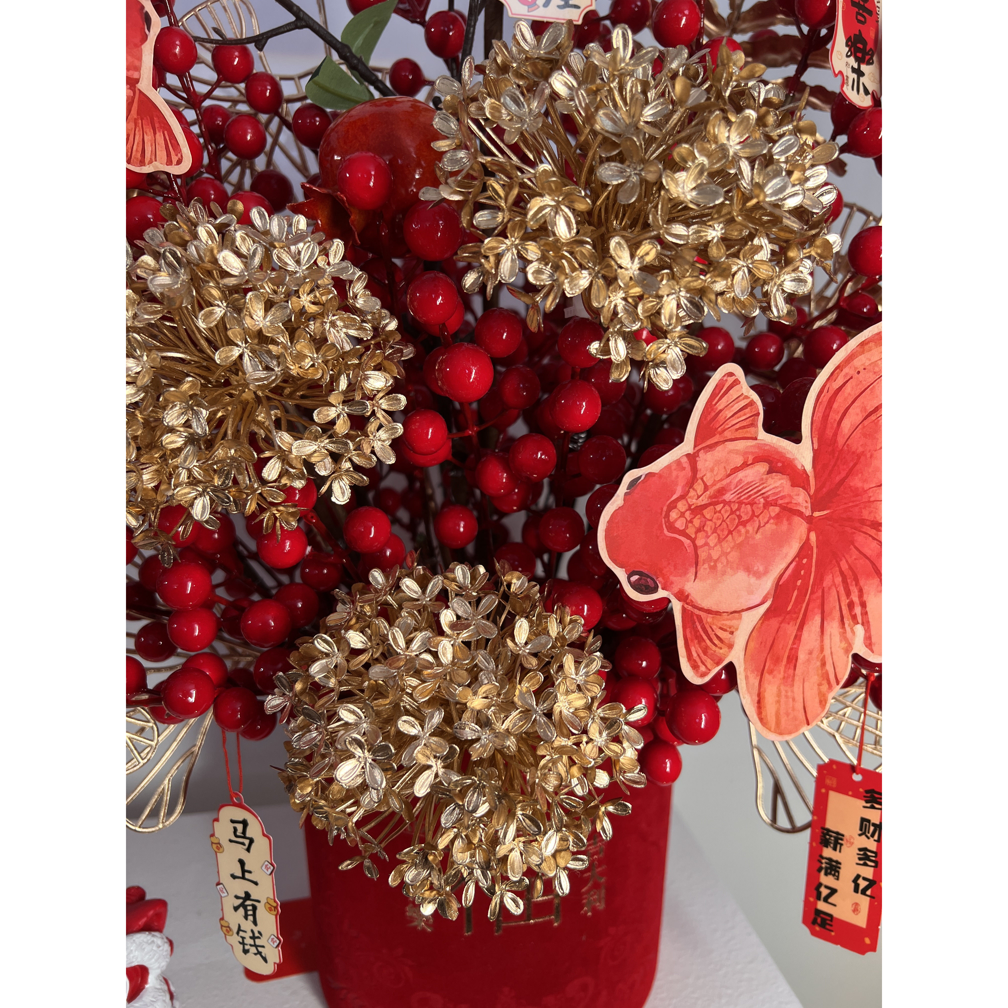 【锦鲤】2026年中式国风福桶商超同款年宵花新春桌面摆件仿真花卉,淘宝优惠券,粉丝福利购,淘宝优惠卷