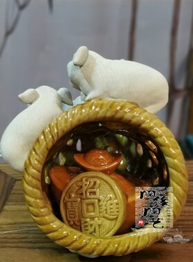 陶瓷工艺品 石湾公仔 猪笼入水 生肖 猪