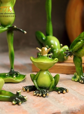 美式乡村 可爱造型瑜伽青蛙摆件 花园摆件儿童房