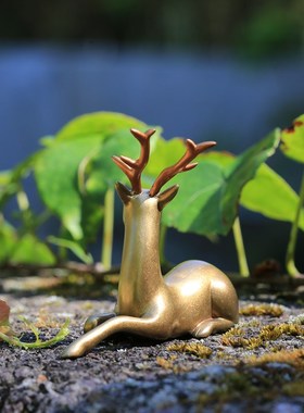 亦喜No.25/鹿游/一头安静美丽的黄铜小鹿镇纸笔搁摆件/手工的温度