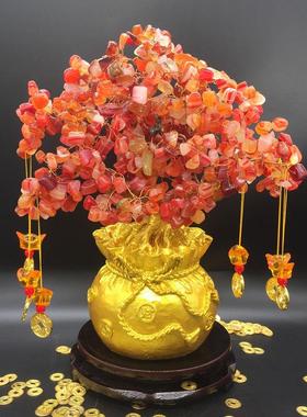 黄水晶发财招财树摇钱树特大号酒柜创意摆件客厅玄关风水镇宅开业