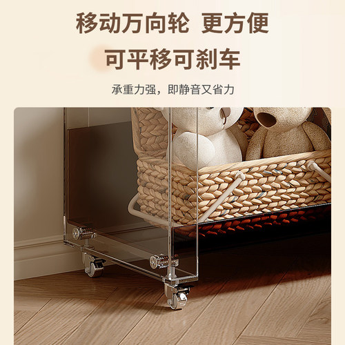 亚克力书架ins透明置物架客厅展示柜手办展示架可移动落地储物柜 - 图3