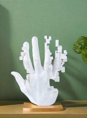 北欧风创意树脂马赛克手掌雕塑摆件家居客厅玄关柜样板间软装饰品