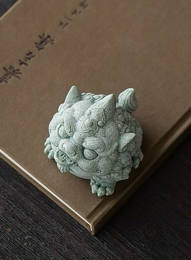 国风青砂石瑞兽貔貅摆件动物创意客厅办公室桌面鱼缸景观装饰摆设