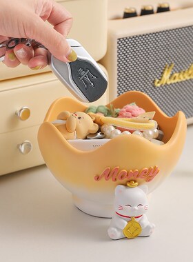 现货可爱招财猫摆件入户玄关钥匙收纳客厅鞋柜家居创意装饰品乔迁