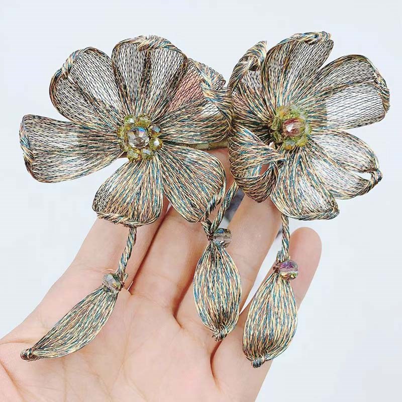 泫雅发夹女网红铜丝diy手工绕线花朵发卡一字夹大号简约气质横夹 - 图0