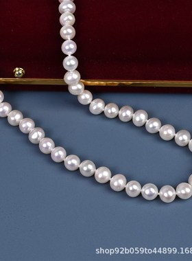 925银珍珠项链女送妈妈玻璃仿珍珠白色圆珠饰品旗袍配饰锁骨链颈