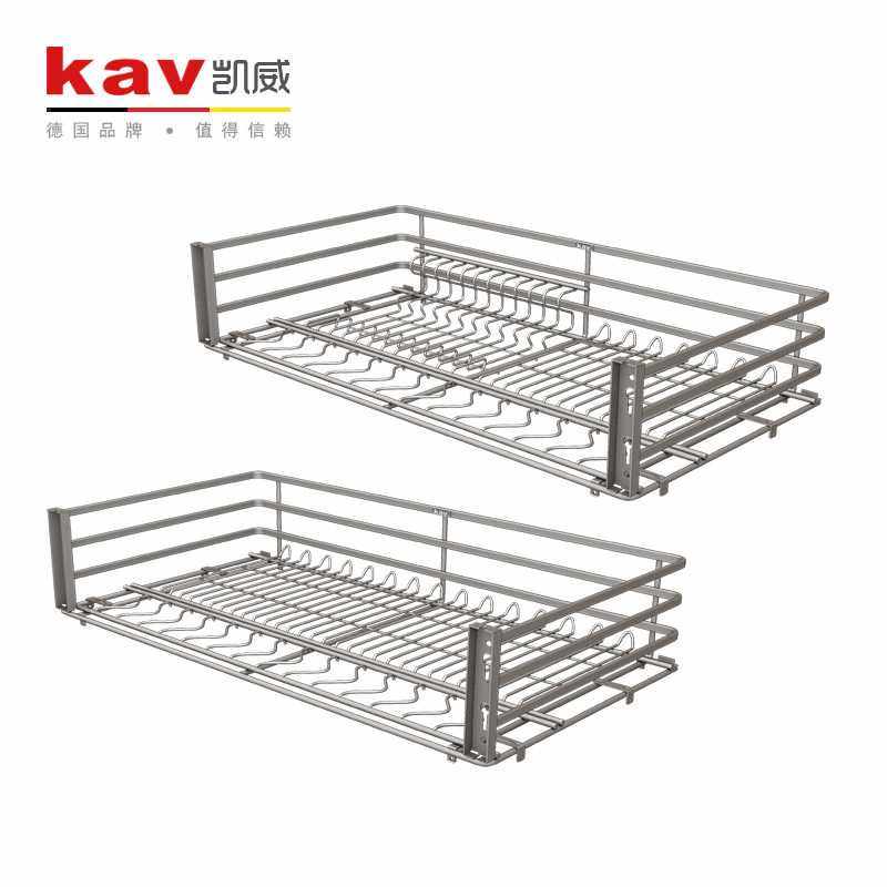 厨房碗柜双层调味缓冲拉篮橱柜抽屉碗架收纳碗碟篮置物架沥水架,淘宝优惠券,粉丝福利购,淘宝优惠卷