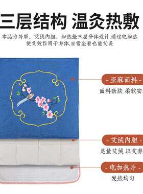 电加热艾绒坐垫靠背保暖热敷一体办公室家用控温电热毯艾灸垫