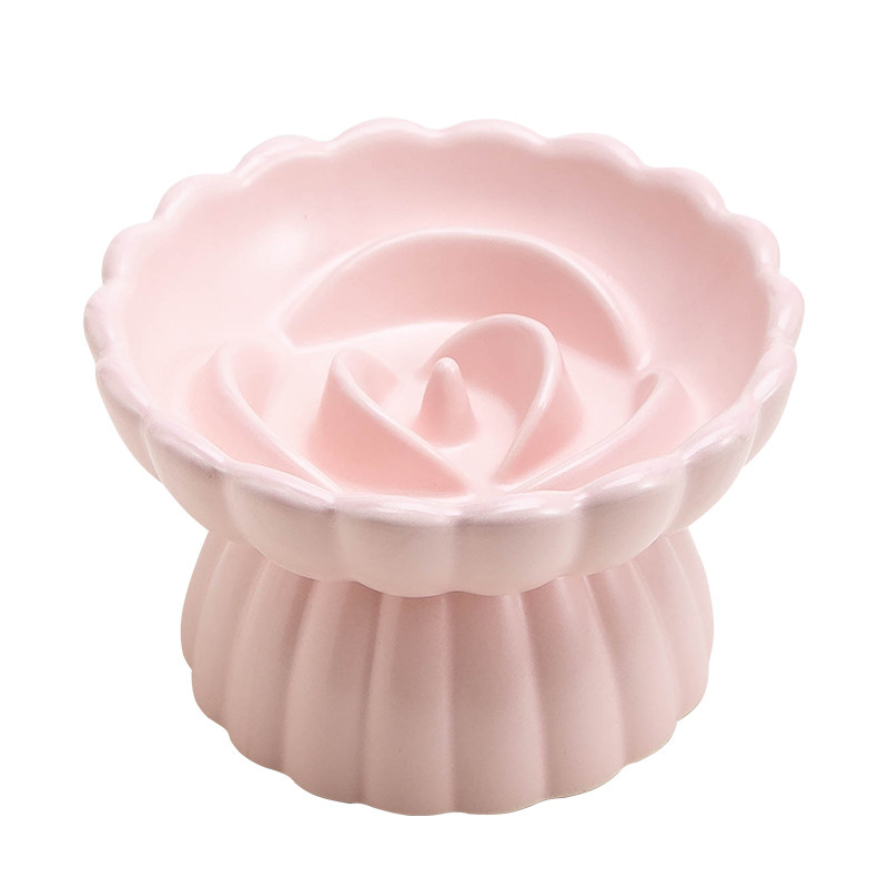 Petdebby陶瓷宠物碗花朵慢食碗防噎缓食高脚猫碗护颈猫粮碗猫食盆,淘宝优惠券,粉丝福利购,淘宝优惠卷