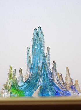 古法琉璃假山造景镇纸装饰笔架用品摆件居家办公桌面摆放中式礼品