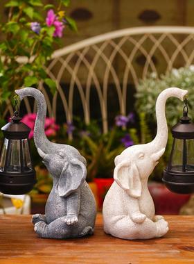 花园动物摆件大象太阳能灯户外防水庭院阳台氛围灯院子装饰摆件