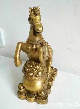 纯铜金钱马摆件 聚宝盆马 立马发财 生肖马 家居办公工艺品摆件