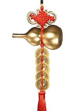 五帝钱门对门挂件纯铜真品铜钱古币葫芦挂饰邻居入户门对玄关摆件