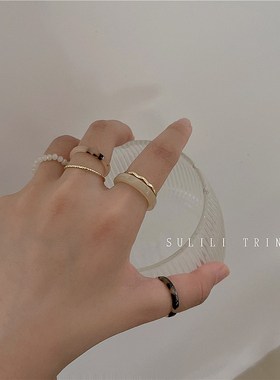 韩版个性豹纹多件l套套装戒指时尚气质百搭港风复古指环手饰配饰