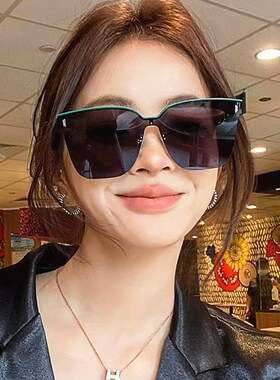 韩版方形大框浅色遮阳墨镜级感金属质感大脸显脸小连体太阳眼镜