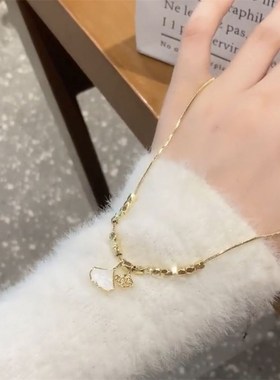 时尚轻奢落叶银杏叶项链女小众设计高级感秋冬毛衣U链网红气质配