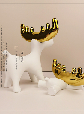 创意家居客厅样板间艺术鹿摆件桌面电视柜玄关鹿小装饰雕塑送礼潮