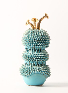 景德镇高温陶瓷花器创意彩色花瓶客厅电视柜装饰品摆件干花插摆设