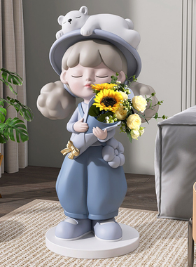 大型轻奢女孩花瓶摆件客厅电视柜沙发旁家居装饰品乔迁新居礼品