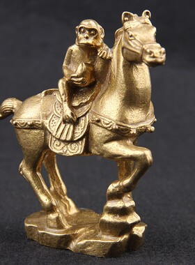 铜马上猴摆件 铜马摆件客厅马上骑猴铜生肖猴工艺品办公室摆件