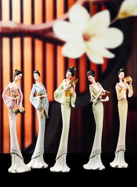 中国风装饰摆件中式古典仕女办公室摆设高端客厅酒柜博古架工艺品