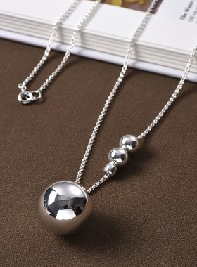 韩国小银球吊坠项链女春夏轻奢小众设计高级感简约百搭长款毛衣链