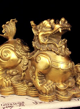 纯铜貔貅摆件一对貔恘皮丘家居玄关酒柜H客厅店铺开业装饰工艺礼