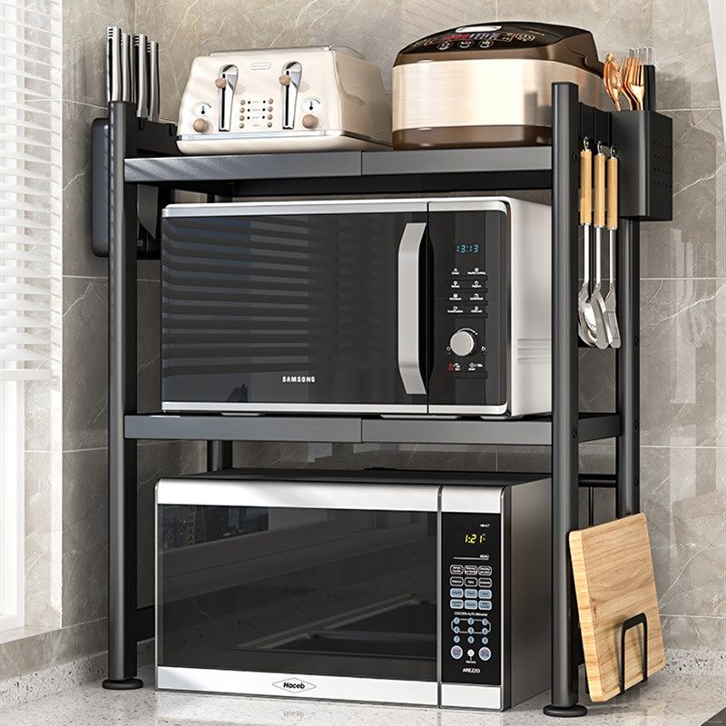 空气炸锅可伸缩微波炉架子厨房置物架双层台面储物电饭煲烤箱收纳,淘宝优惠券,粉丝福利购,淘宝优惠卷