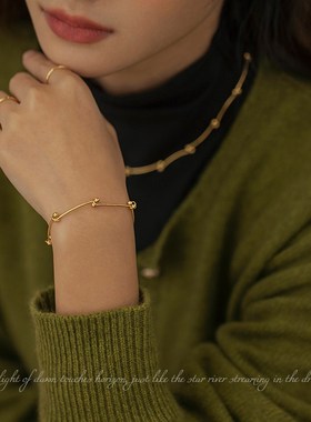 个性小众设计感时尚手链女圆x珠豆豆结冷淡风小众轻奢闺蜜手饰品