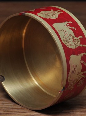 彩铜五牛烟灰缸摆件招财烟缸家居客厅茶几玄关装饰品乔迁商务礼品