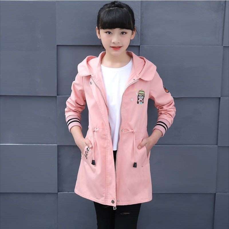 女童秋装纯棉风衣2022春秋新款大童中长款儿童韩版上衣加绒厚外套,淘宝优惠券,粉丝福利购,淘宝优惠卷