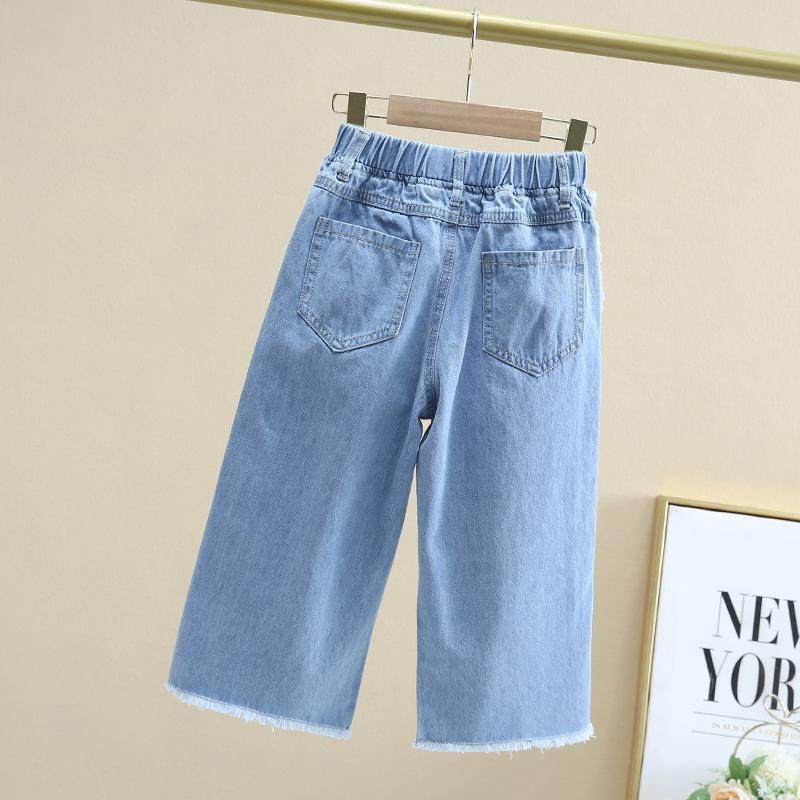 女童七分裤夏季薄款洋气儿童裤子女孩牛仔阔腿裤宽松休闲百搭韩版,淘宝优惠券,粉丝福利购,淘宝优惠卷